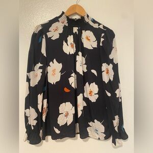 Tucker Floral Silk Blouse